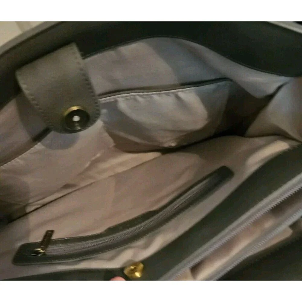 Laptop Bag Briefcase For Women Work Tote Leather Purse Gray Lots Of Pockets - Picture 15 of 16